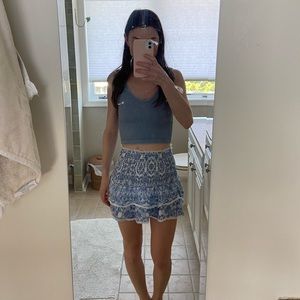 Blue and white paisley skirt